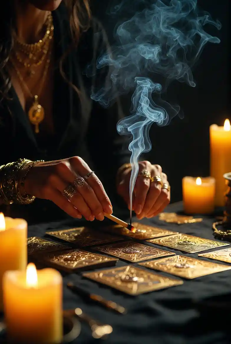 Гадалка держит в руках старинную книгу